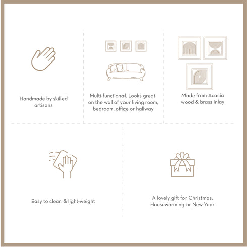 Geometric Waves Wood & Brass Wall Decor